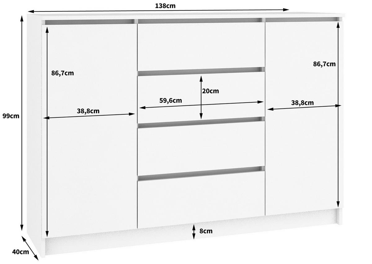KOMMODE Dunkelbraun, Eiche Sonoma 99/138/40 - Dunkelbraun, Holzwerkstoff (138/99/40cm) - RAUMHIRSCH FURNITURE