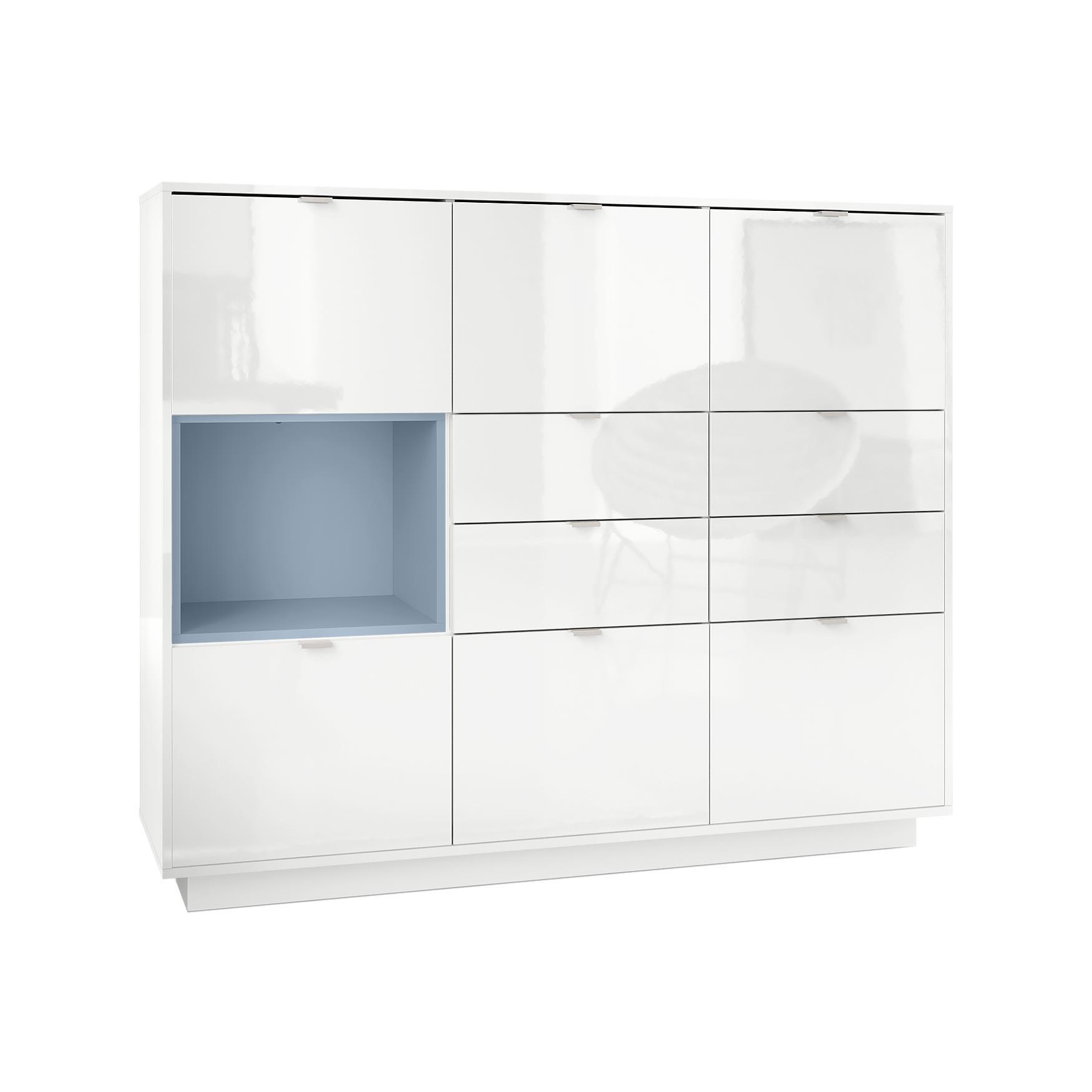 HIGHBOARD Metro Einsatz in Denim matt - Pastellblau, Holzwerkstoff (153/123/37cm) - Vladon