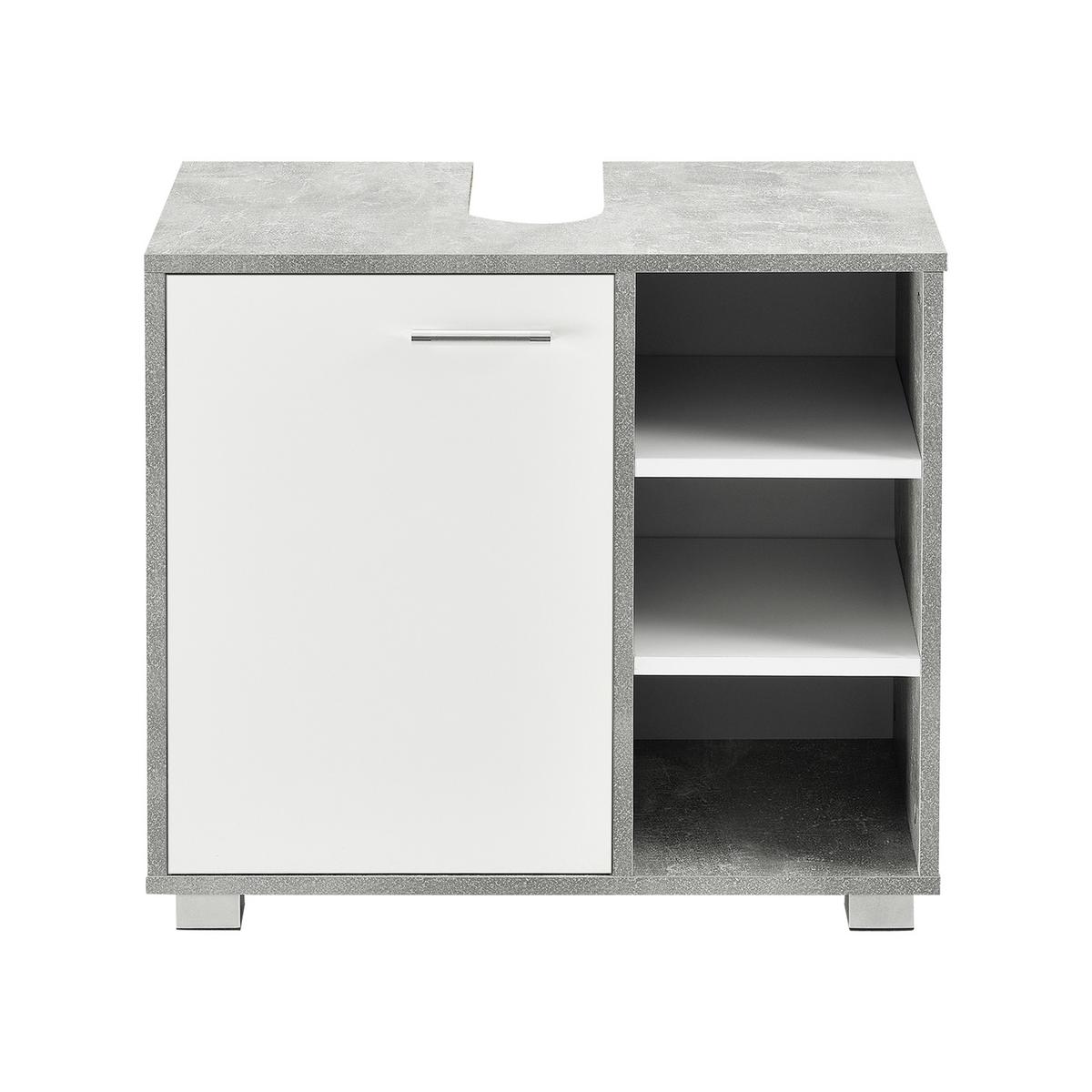 WASCHBECKENUNTERSCHRANK Narvik - Weiß/Grau, Holzwerkstoff (60/55.6/31cm) - [en.casa]