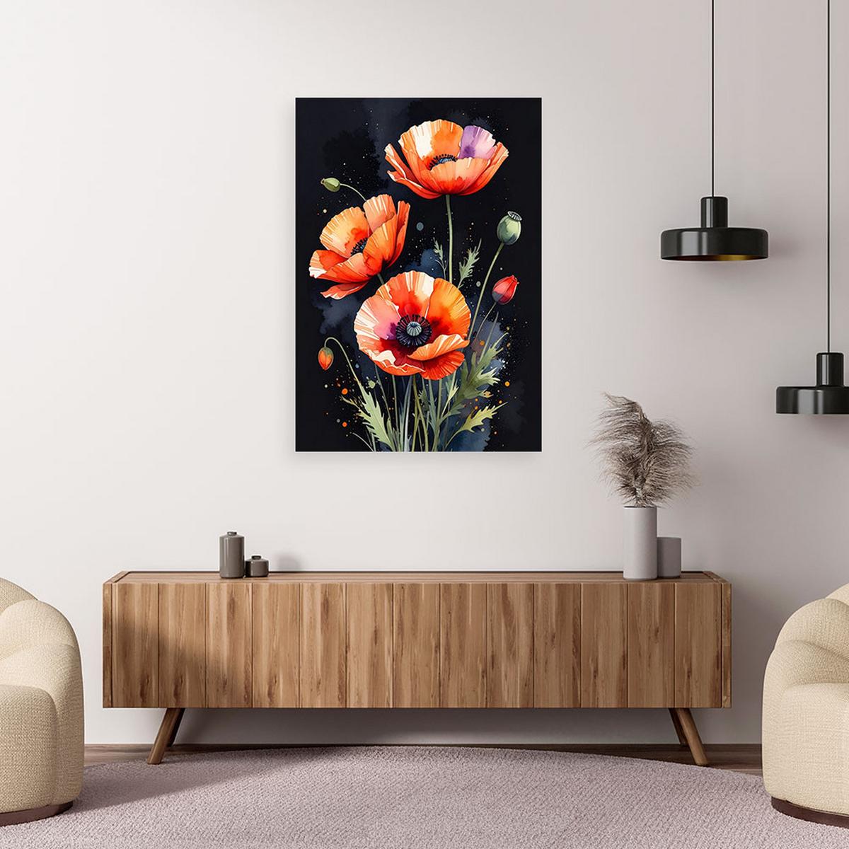LEINWANDBILD, Rote Feldmohnblumen - Rot, Textil (30/45cm) - Feeby