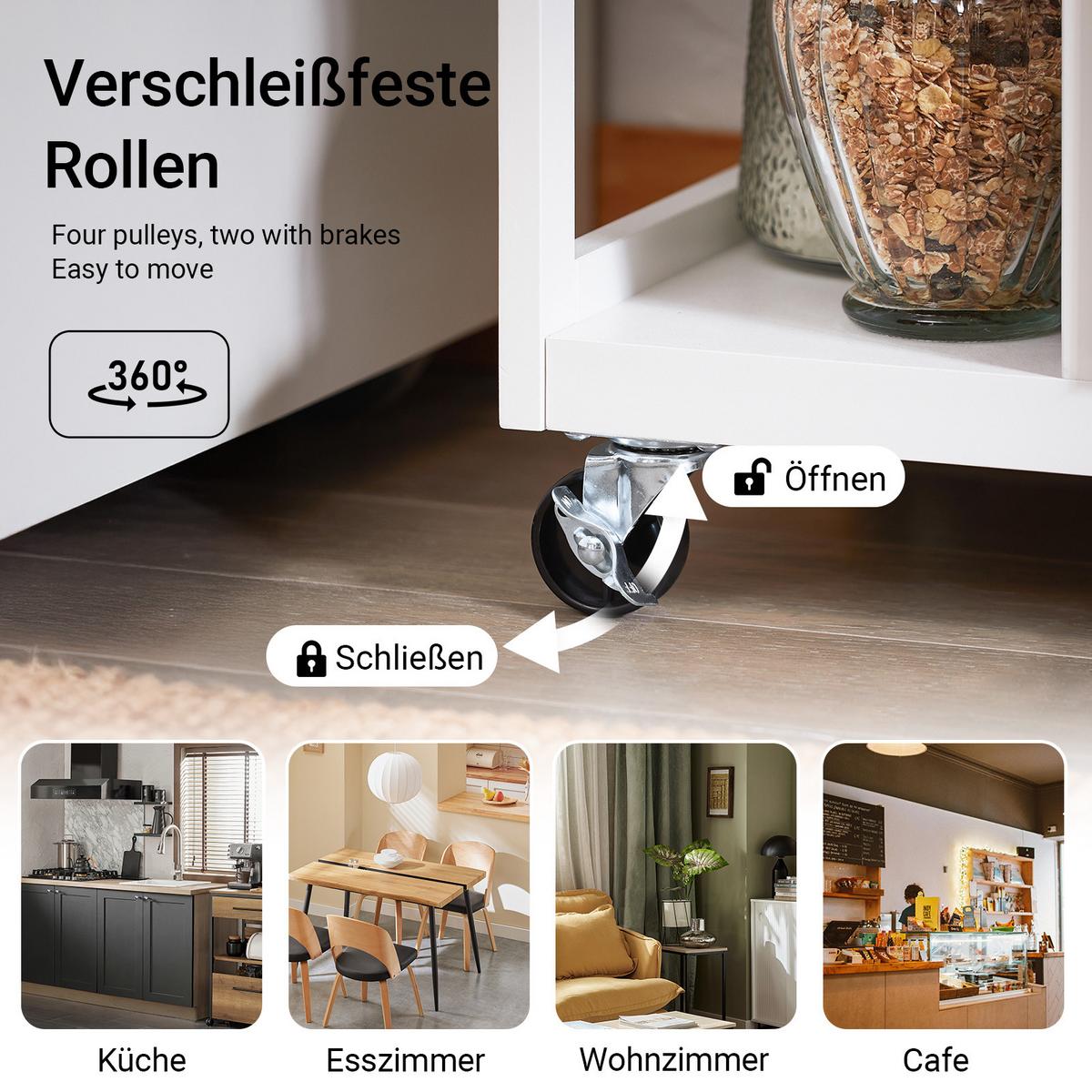 KÜCHENWAGEN mit 2 Schubladen und 3 Ablagen, Weiß 89x53x37cm - Weiß, Holz/Holzwerkstoff (53/89/37cm) - SoBuy