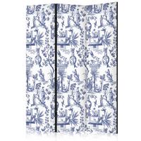 PARAVENT Einseitig Bedruckter 3-tlg 135x172 cm Skulpturen Pflanzen Blumen - Blau, Holz/Textil (135/172/3cm) - Muralo
