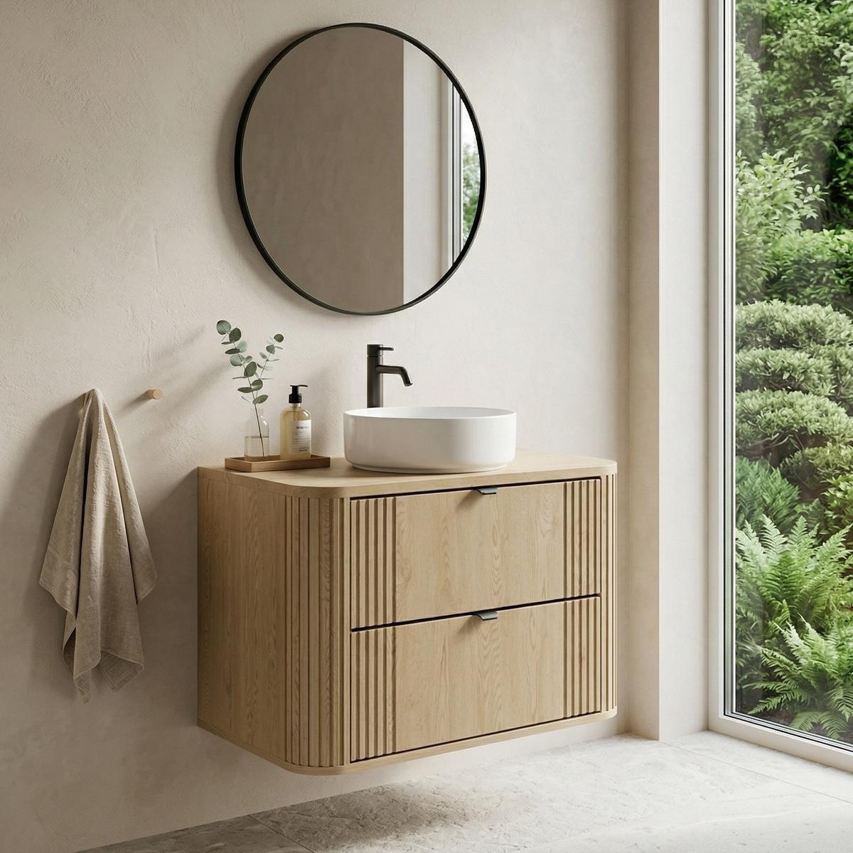WASCHBECKENUNTERSCHRANK Cremona 2 Schublade Eiche - 80 x 46 x 54 cm - Eichefarben, Holz (80/54/46cm) - Badplaats