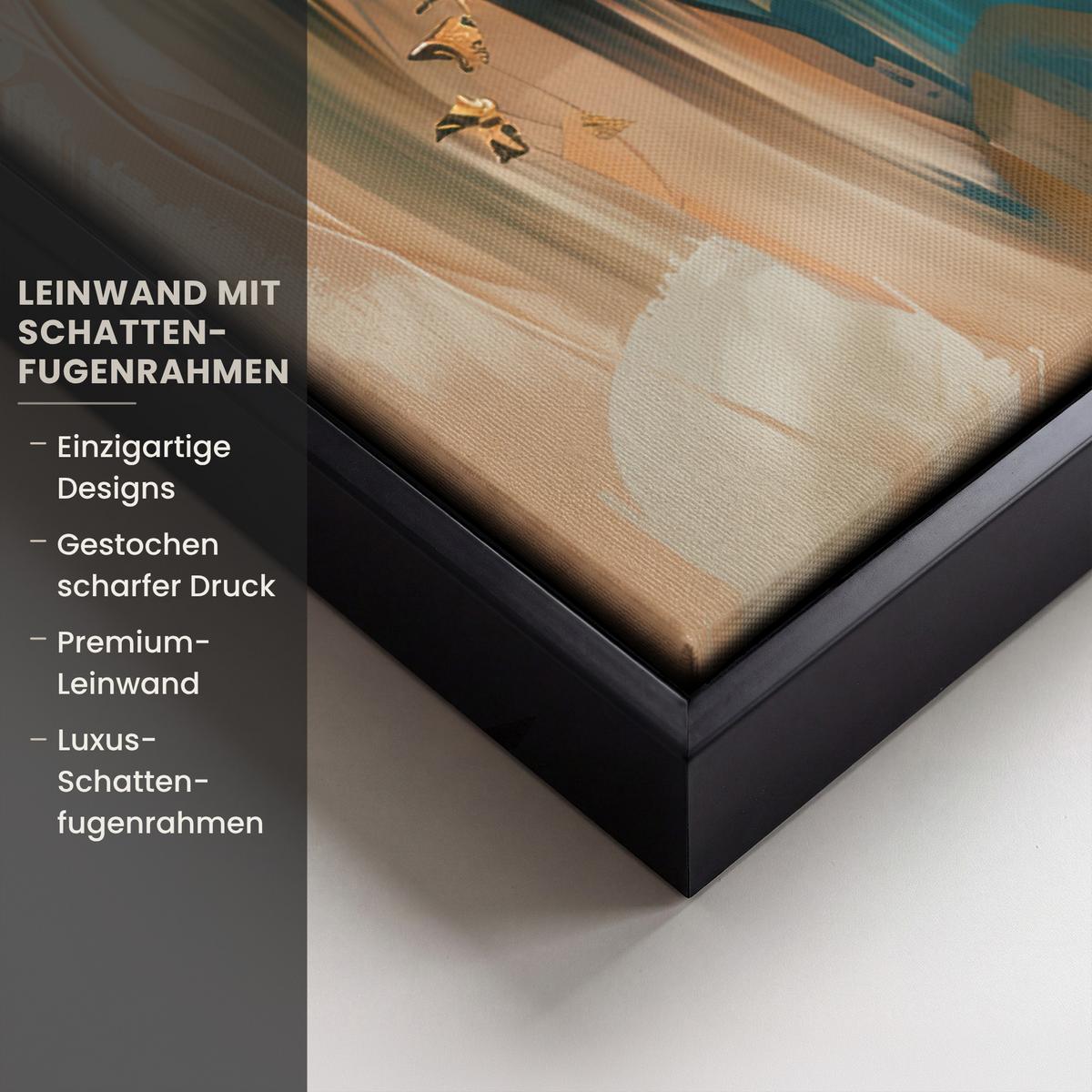 LEINWAND Bilder mit Rahmen - Frau - Porträt - Gold - Luxus - Blau - 50x70 - Türkis, Textil (50/70cm) - MuchoWow