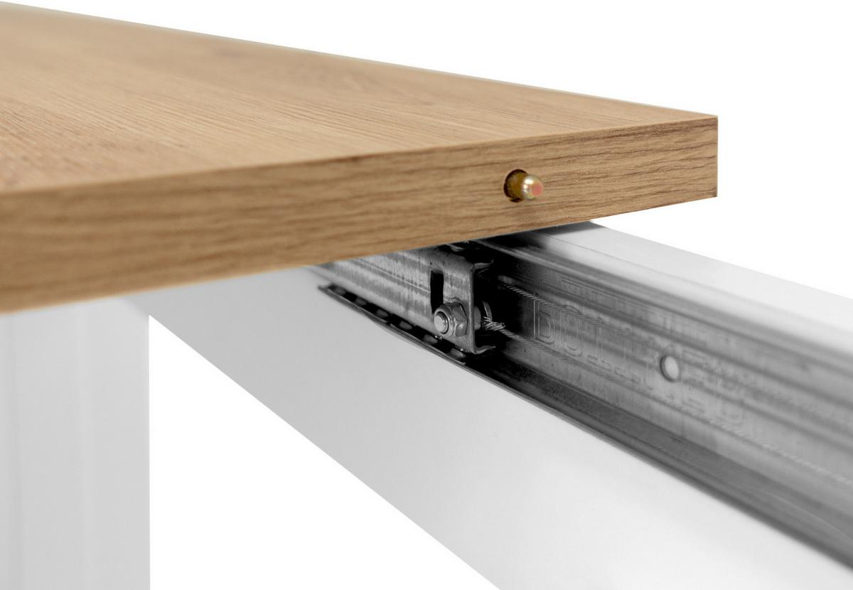 ESSTISCH weiß Landhaus und Eiche, ausziehbarer Küchentisch 160 - 215 cm - Weiß/Eiche Artisan, Holzwerkstoff (160/90/75cm) - Furn.Design