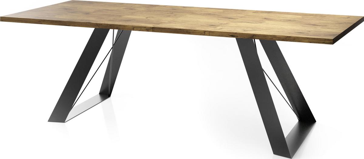 ESSTISCH Colter rechteckig ausziehbar, Lancelot Eiche 140-240/80/76 cm - Eichefarben/Schwarz, Holzwerkstoff/Metall (80/240/76cm) - WFL GROUP