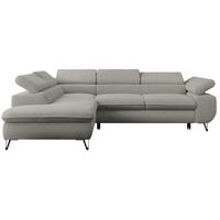 ECKSOFA PETER L Hellgrau Boucle - Links Seite - Hellgrau/Schwarz, Textil/Metall (208/273cm) - MKS
