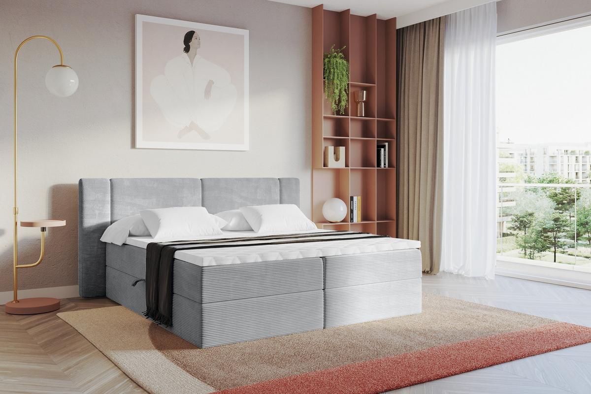 BOXBETT mit Matratze H3 - EVON - 180x200 cm Grau - Graubraun, Holzwerkstoff (180/200cm) - ALTDECOR