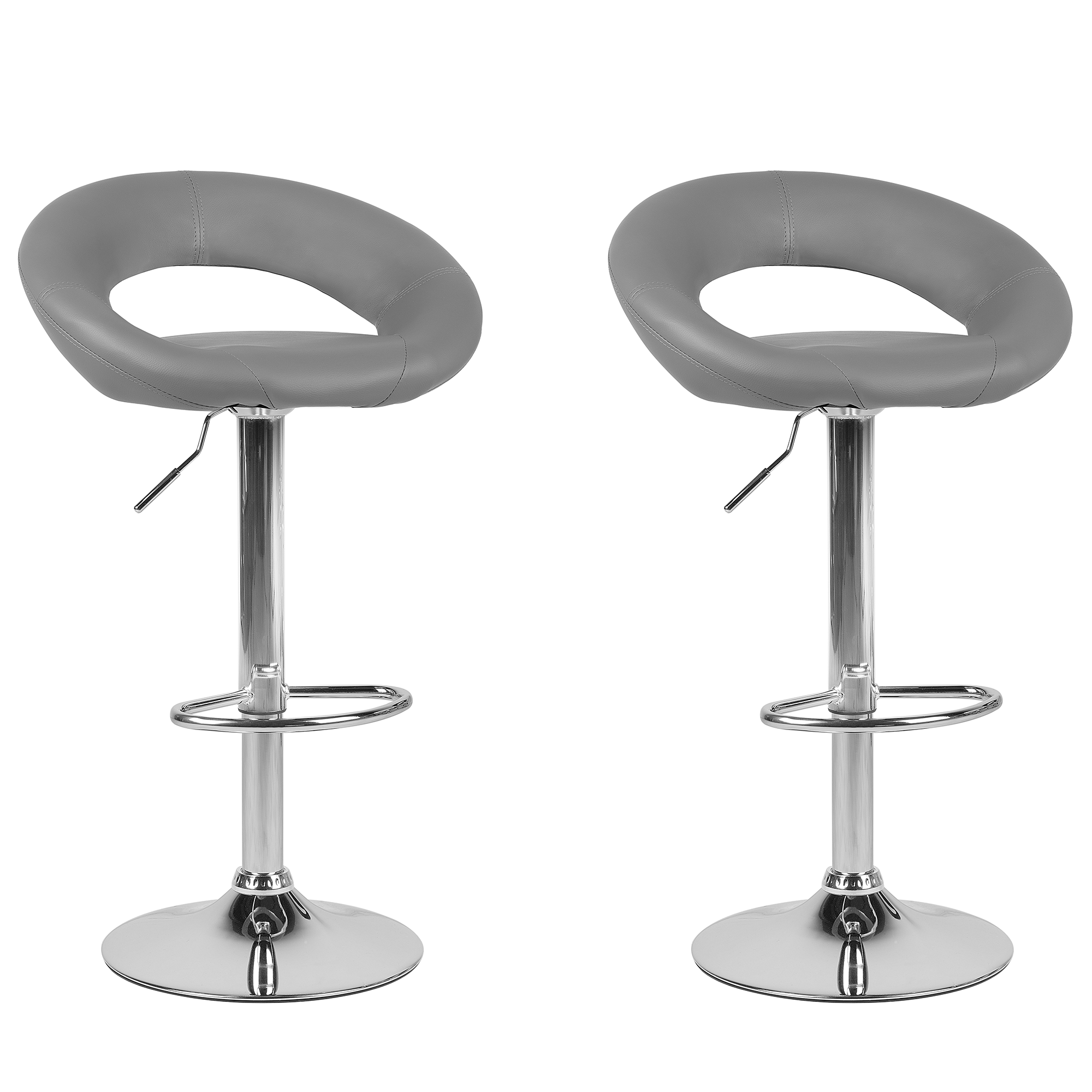 BARHOCKER 2er-Set Kunstleder Grau Peoria - Grau, Textil/Metall (54/101/40cm) - Beliani