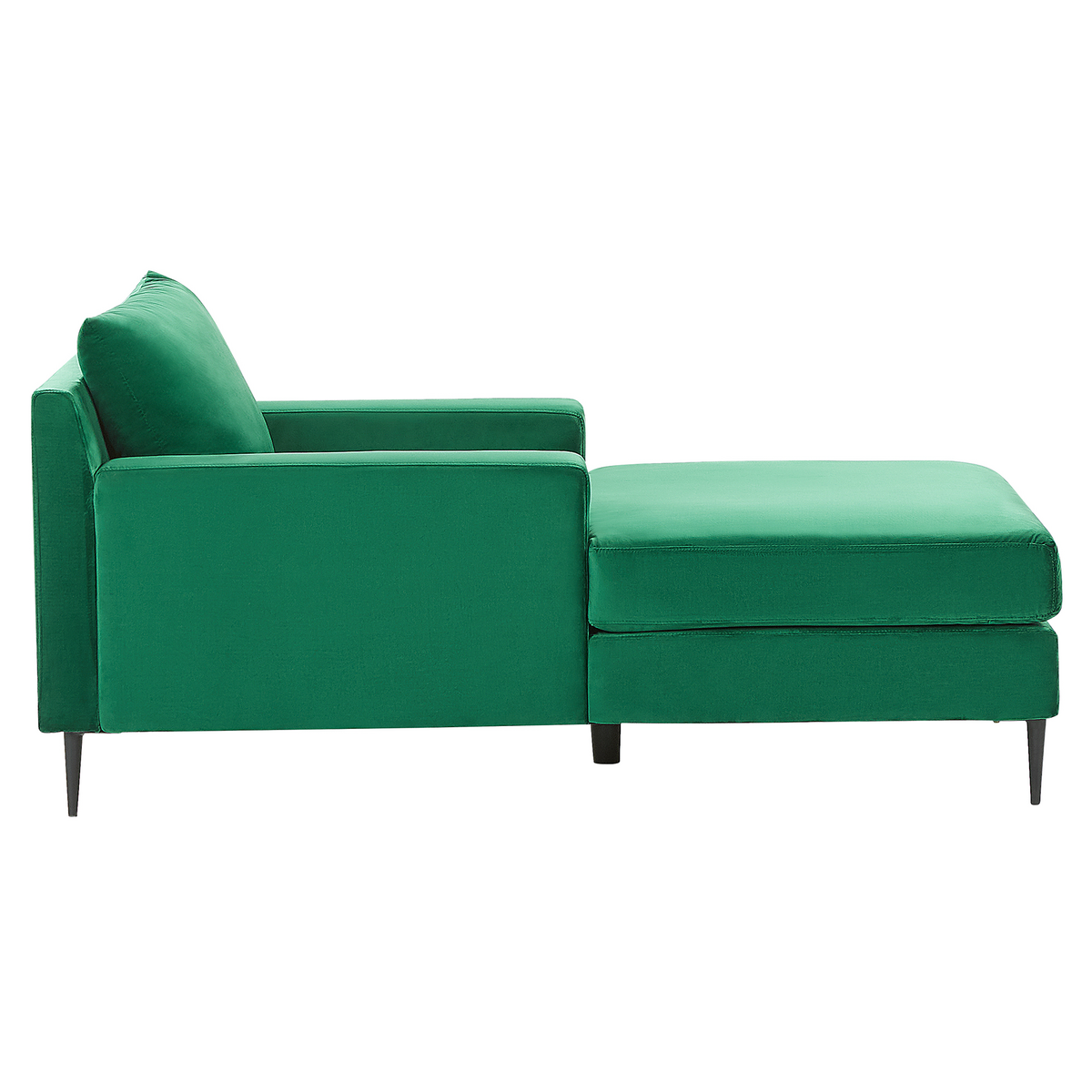 CHAISELONGUE Samtstoff grün/schwarz Gueret - Schwarz/Grün, Textil (88/73/165cm) - Beliani