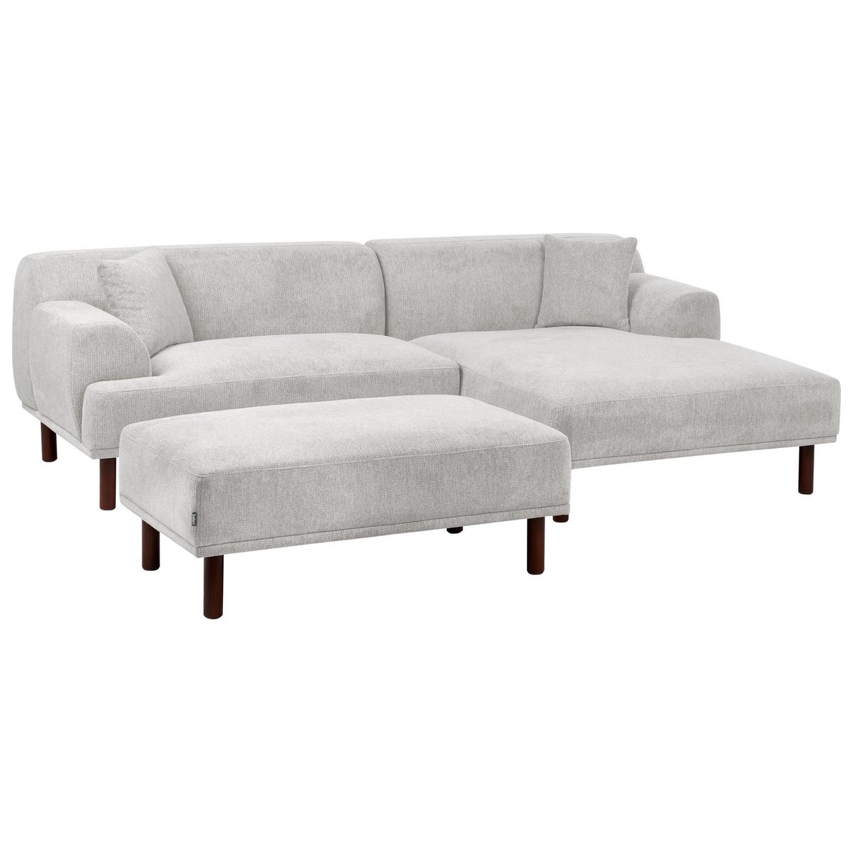 ECKSOFA 3-Sitzer Stoff Hellgrau mit Ottomane linksseitig Holt - Hellgrau, Textil (241/159cm) - Beliani