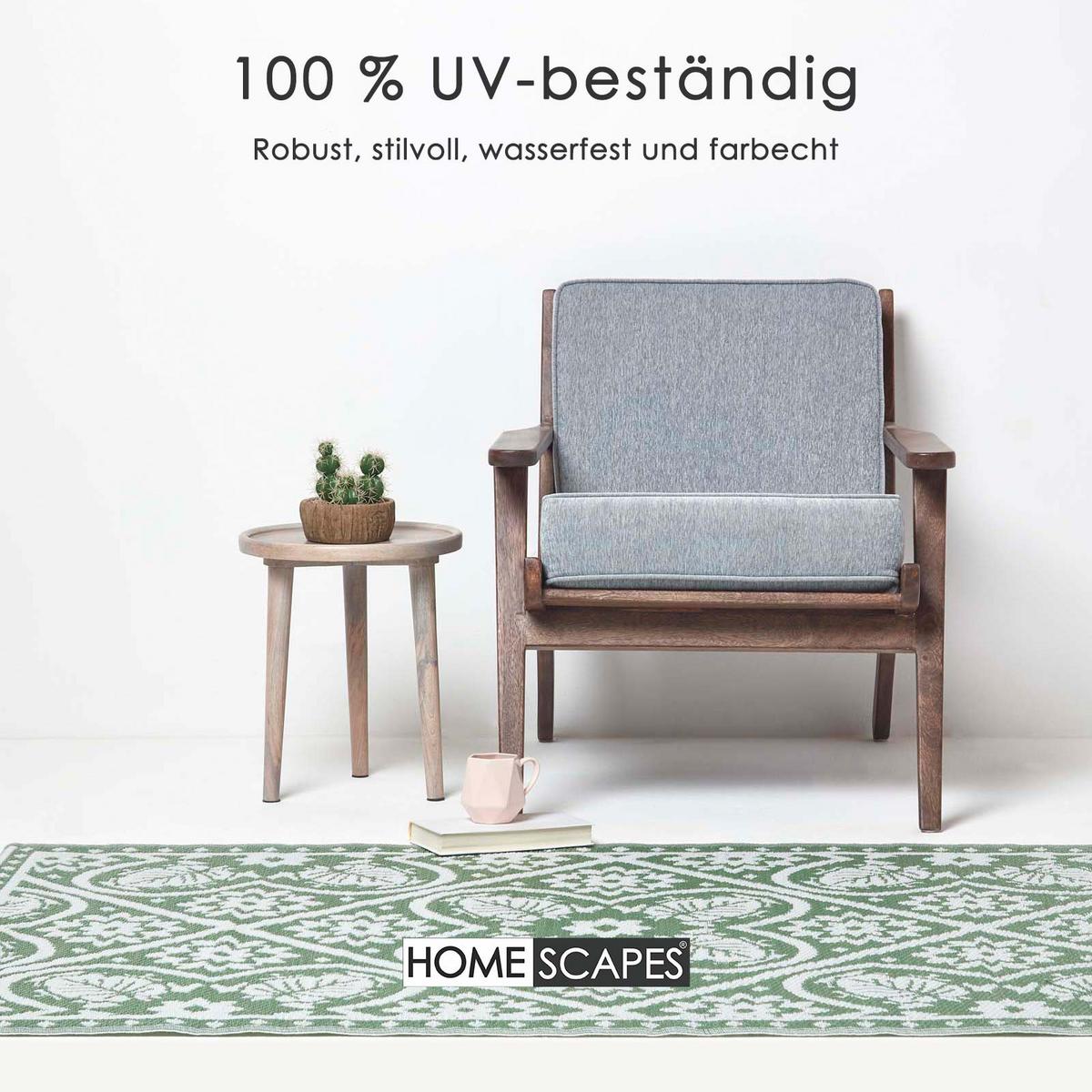 OUTDOORTEPPICH floral gemustert 122/182 cm - Weiß/Grün, Kunststoff (122/182cm) - Homescapes