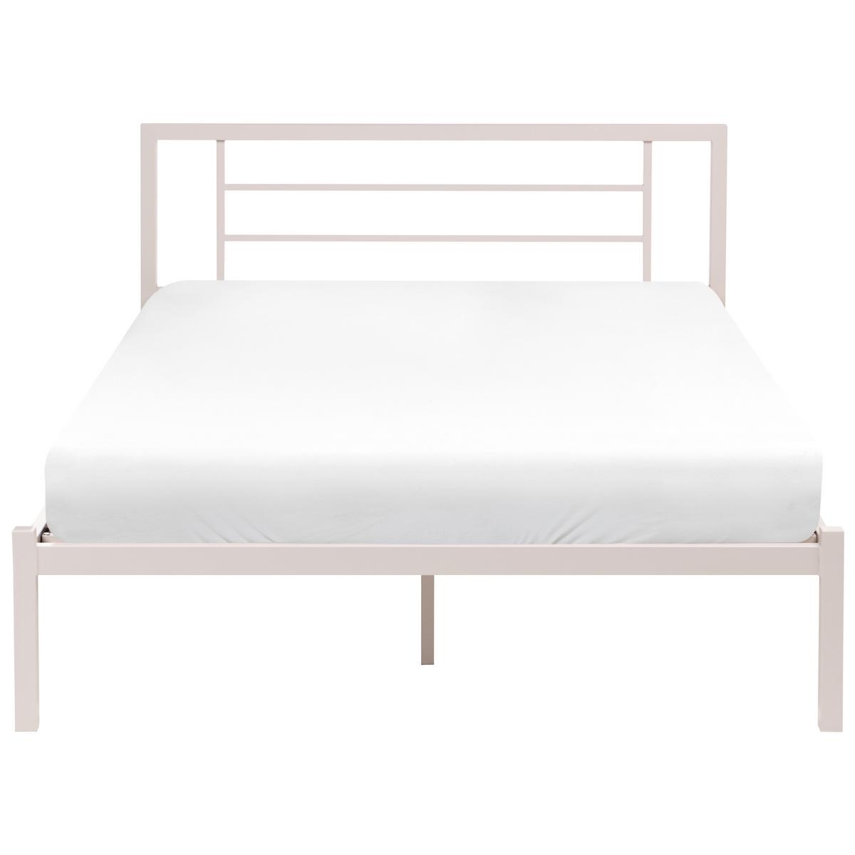 BETT mit Lattenrost 120/200 Stahl Hellbeige Cusset - Beige, Metall (120/200cm) - Beliani