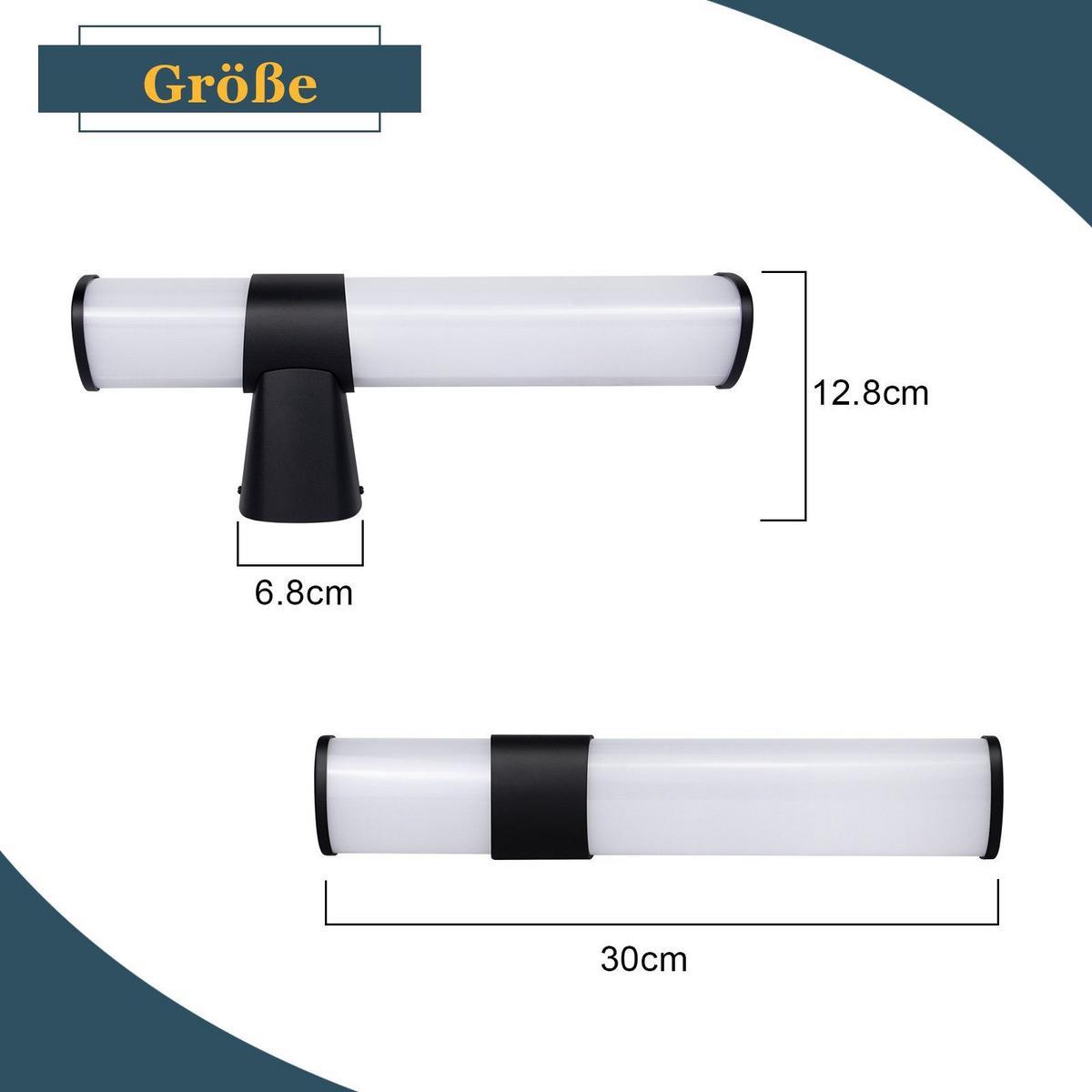 SPIEGELLEUCHTE WIESBADEN(1ER-SET) 30/6.8/12.8 CM - Schwarz, Kunststoff (30/6.8/12.8cm) - Nettlife