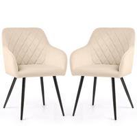 POLSTERSTUHL 2er Set, Metallbeine Beige 54,5/82/58 - Beige, Textil (55/82/52cm) - RAUMHIRSCH FURNITURE
