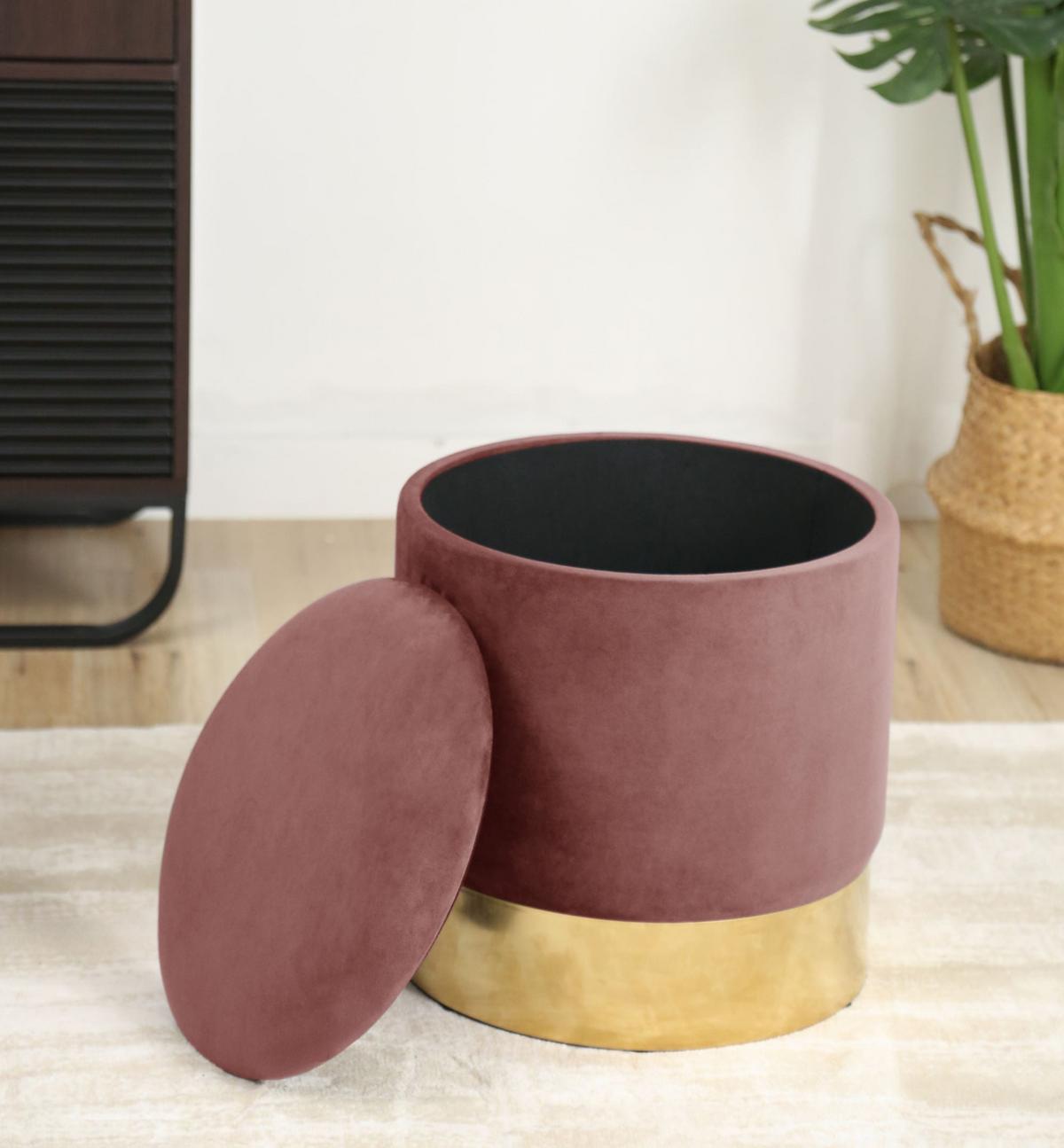 SITZHOCKER mit Stauraum, Polsterhocker Rosa 39/40/39 - Rosa, Textil (39/40/39cm) - RAUMHIRSCH FURNITURE