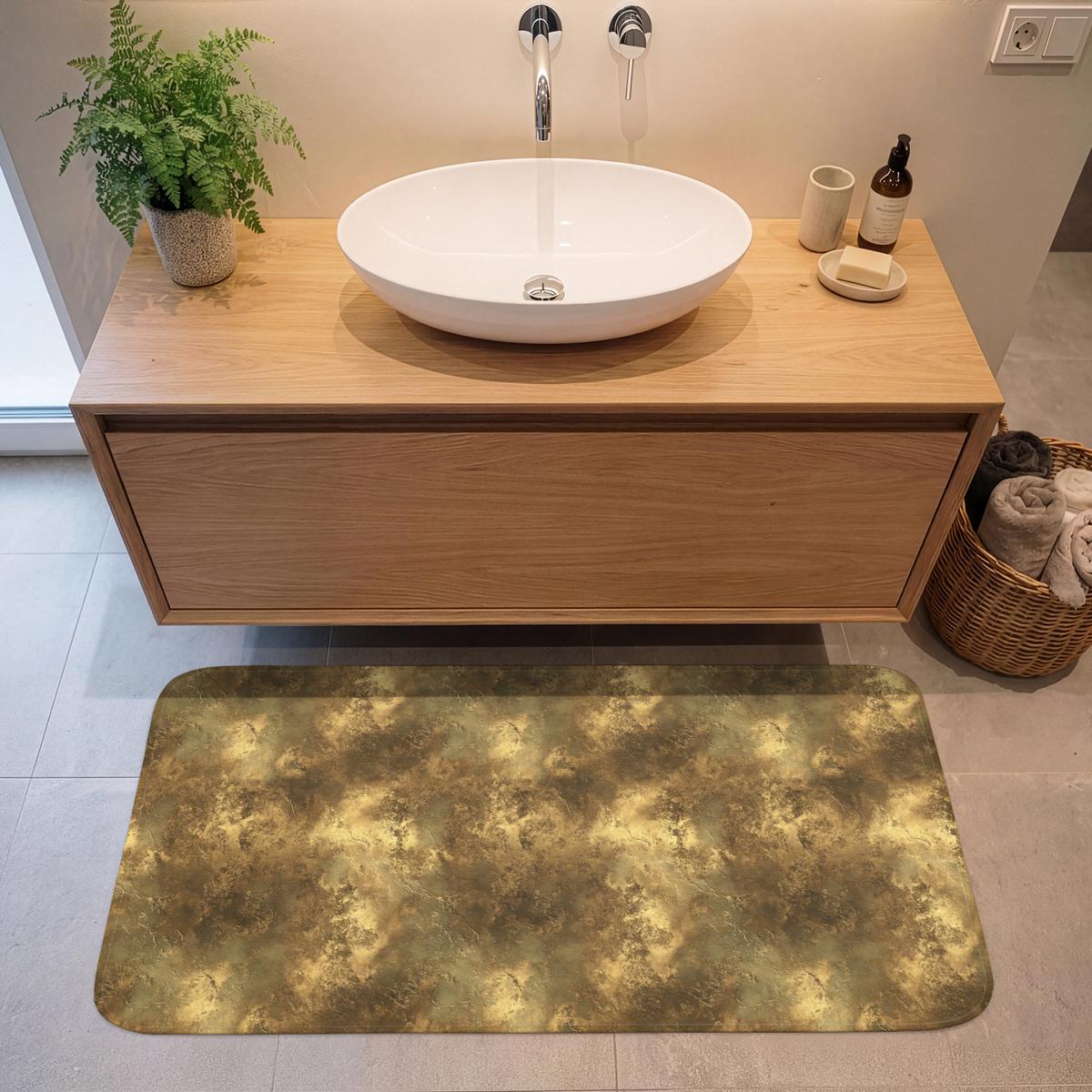 BADEMATTE Antik - Metallic-Look - Gold 120x60 cm - Goldfarben, Textil (120/60cm) - OnlyWow