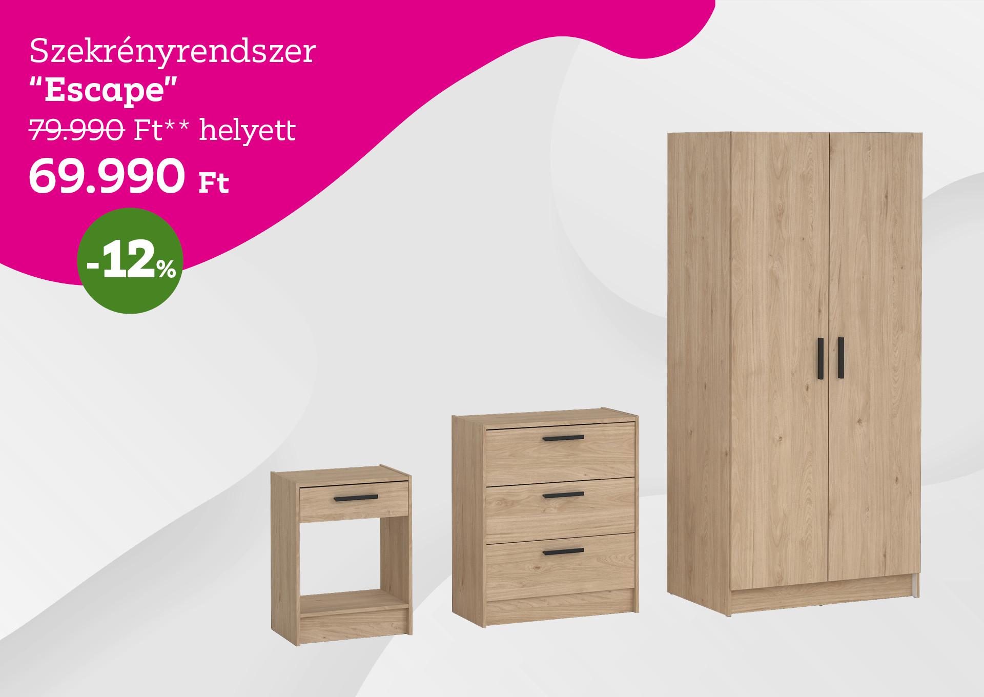 Szekrényrendszer ESCAPE 79990 Forint helyett 69990 Forint, kedvezmény mértéke 12%