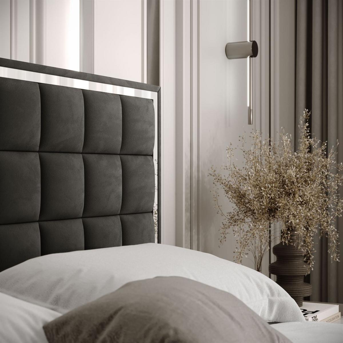 POLSTERBETT ISADORA SILVER mit Bettkasten 180x200 cm Royal Velvet 185 - Graphitfarben, Textil - Lookway