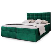 BOXBETT GLOS K 160x200 cm mit Matratze und Topper, H2+H3 - Grün - Grün, Holz (160/200cm) - MASSENO