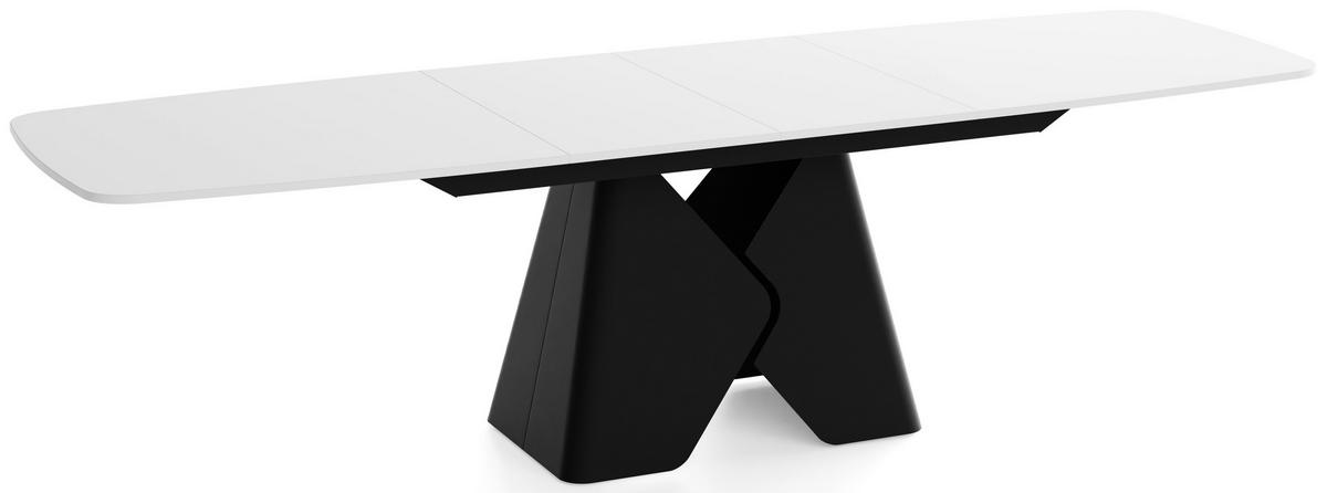 ESSTISCH Vanta rechteckig ausziehbar verlängerbar mit Schwarzem Metallgestell, Weiß 200-290/90/76 cm - Schwarz/Weiß, Holzwerkstoff/Metall (90/290/76cm) - WFL GROUP