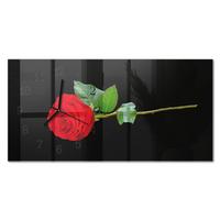 WANDUHR aus Glas 60x30 cm - Rose - Schwarz, Glas (60/30/0.4cm) - TULUP