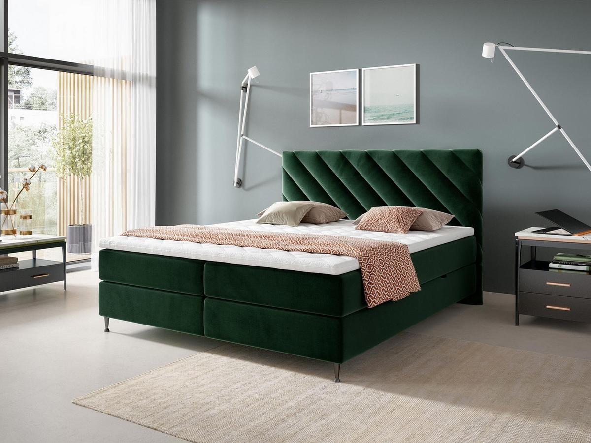 BOXBETT Enzo - H3 - Schwarz/Grün, Holz/Textil (160/200cm) - MIRJAN24