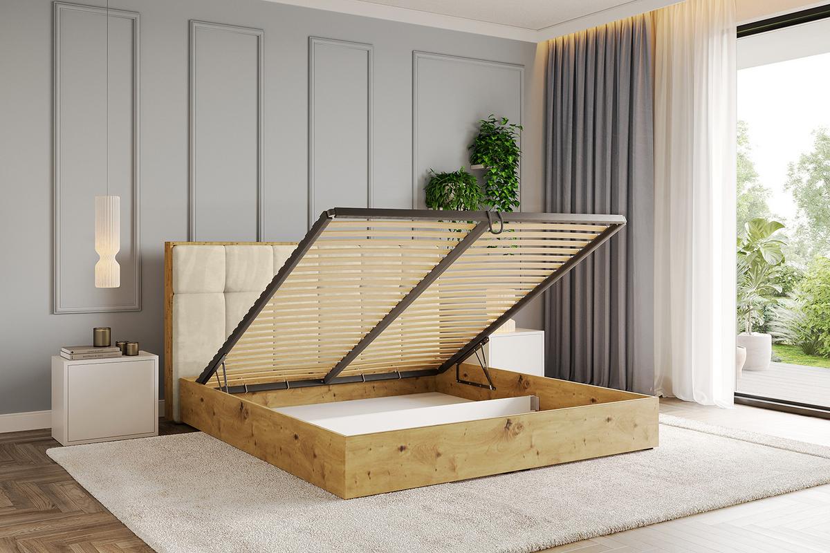 POLSTERBETT mit Bettkasten und Lattenrost, Bett mit Matratze H3/H4 - ENZO7 140x200 - Beige, Holzwerkstoff/Textil (140/200cm) - ALTDECOR