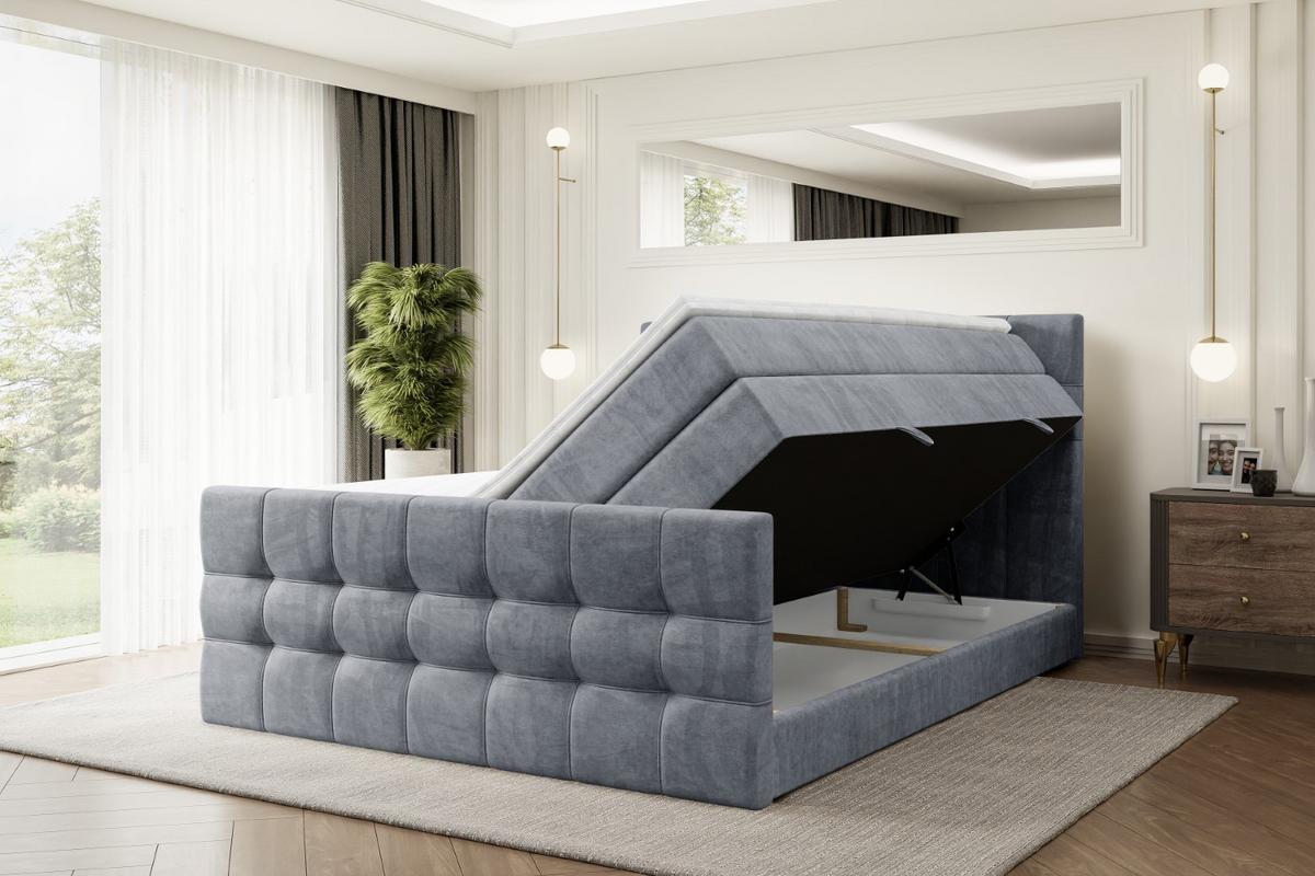 BOXSPRINGBETT BERO-Z KING - 140 x 200 - H3/H4 - Grau - Grau, Holzwerkstoff (140/200cm) - ALTDECOR