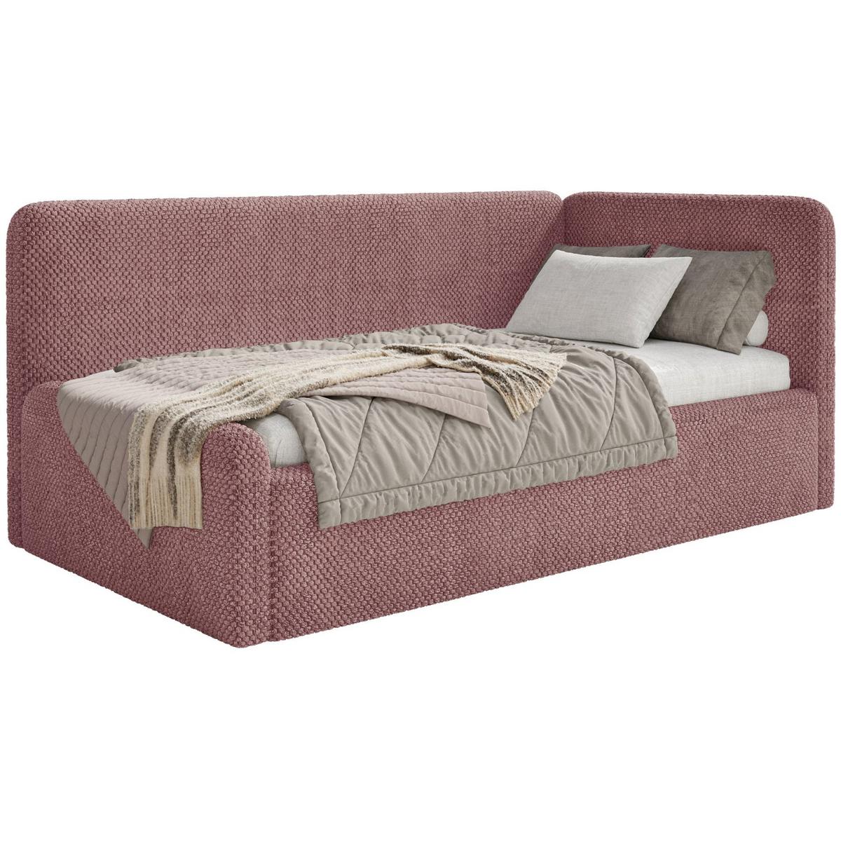 JUGENDBETT Fanko Samt Rosa 90x200 cm - Pink/Schwarz, Kunststoff/Textil (90/200cm) - Selsey