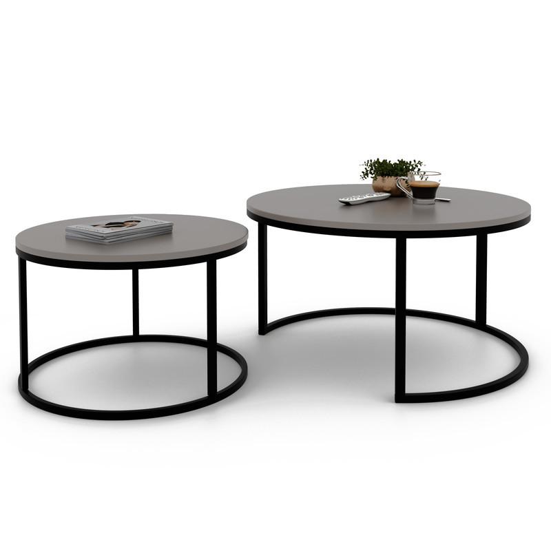 COUCHTISCH-SET LAVO 70/50 cm Runden, Schwarz / Kaschmir - Kaschmir/Schwarz, Metall (70/70/48cm) - Idohome