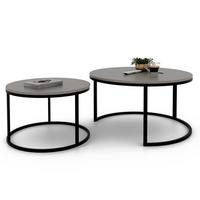 COUCHTISCH-SET LAVO 70/50 cm Runden, Schwarz / Kaschmir - Kaschmir/Schwarz, Metall (70/70/48cm) - Idohome