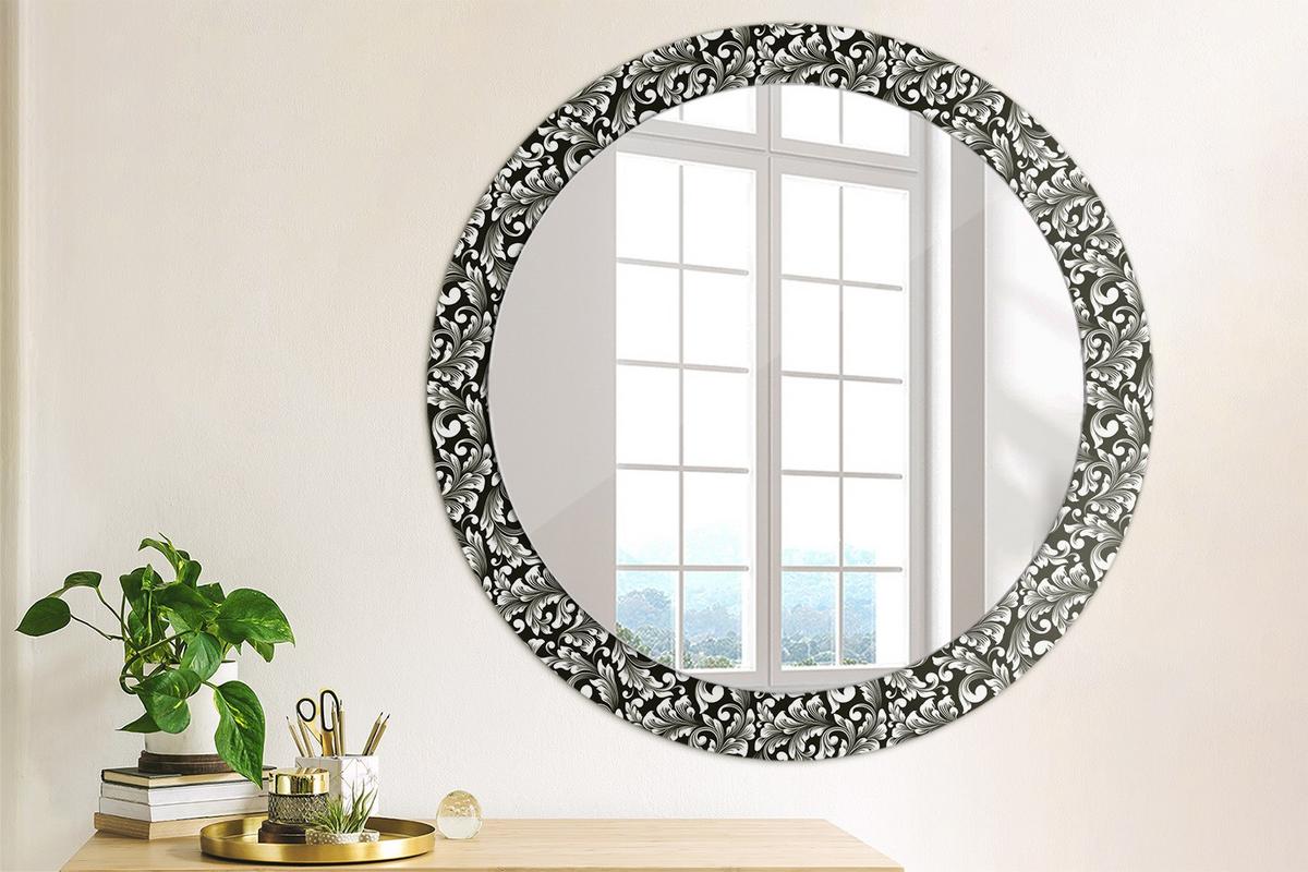 SPIEGEL Rund Ø 80 cm mit Aufdruck - Schwarz/Weiß, Glas (80/80/0.4cm) - Wallfluent