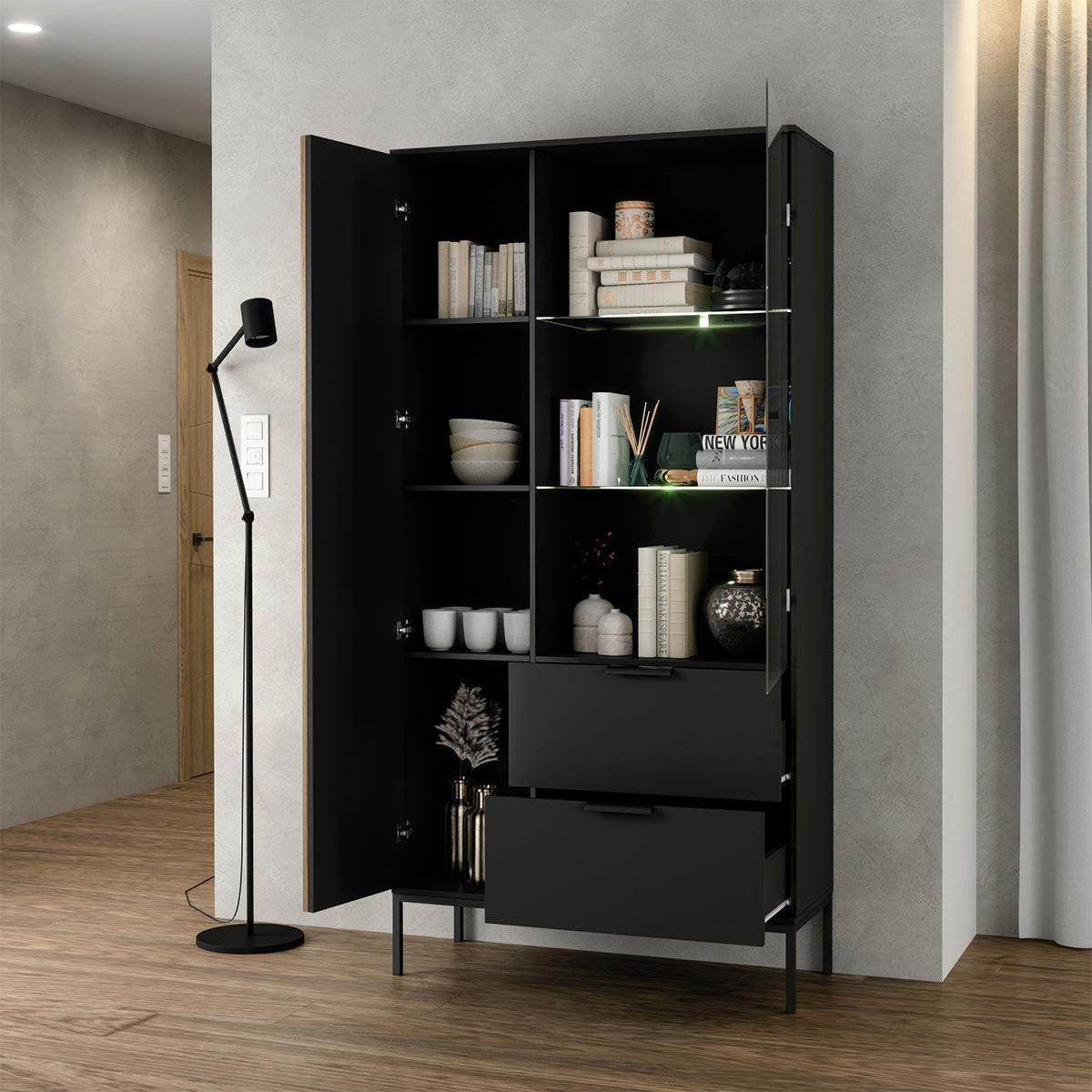 GESCHIRRSCHRANK Melchior Schwarz - Schwarz, Holzwerkstoff (100/200/60cm) - Petits-meubles