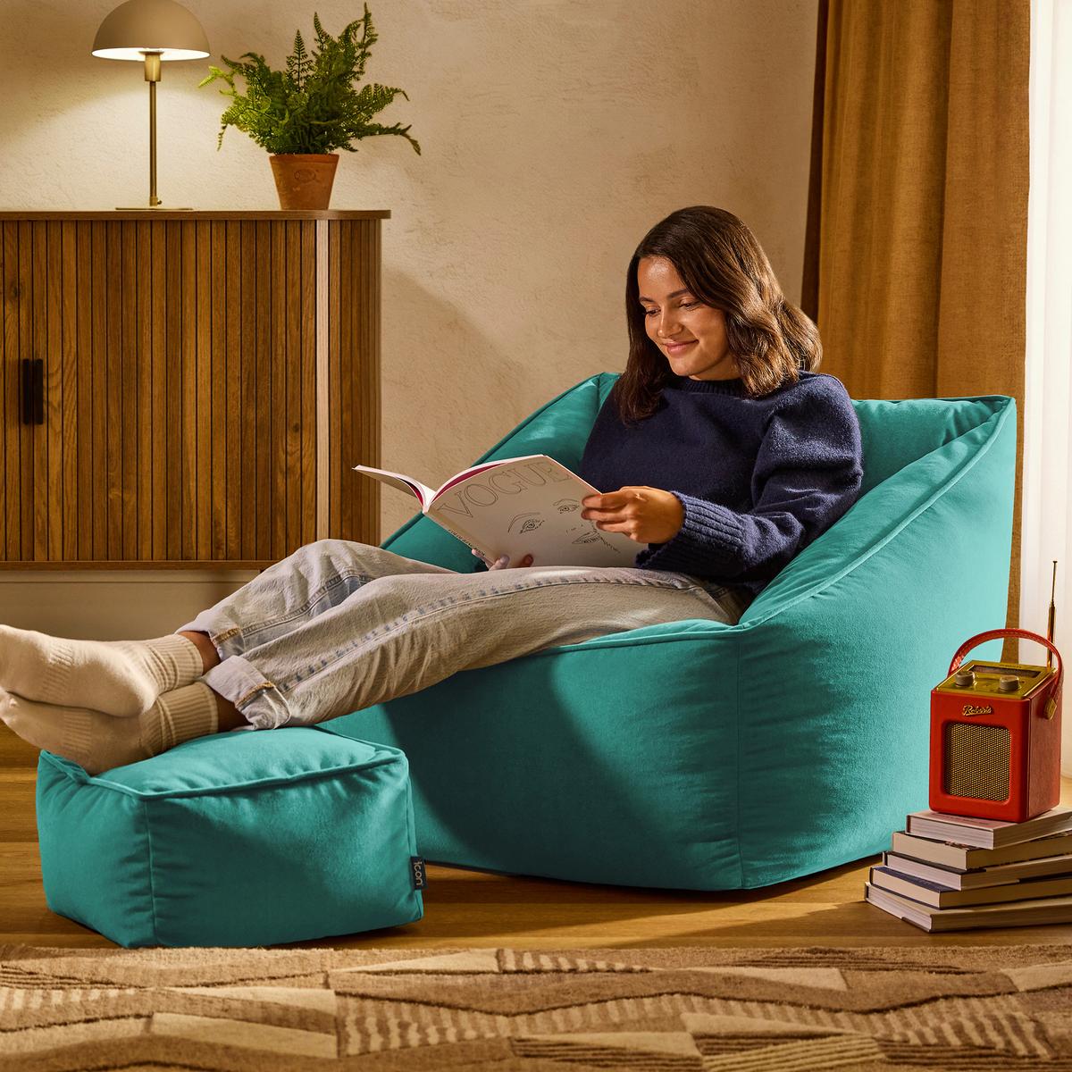 SITZSACK Sessel mit Sitzpouf - Grün, Textil (70/65/70cm) - icon
