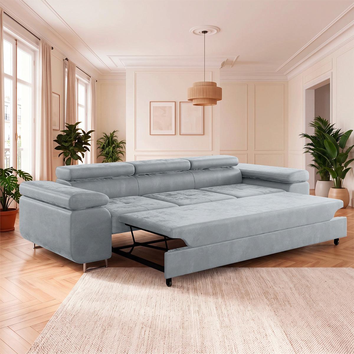 SCHLAFSOFA Wilson 3 Sitzplätze Grau - Hellgrau, Textil (275/69/100cm) - Petits-meubles