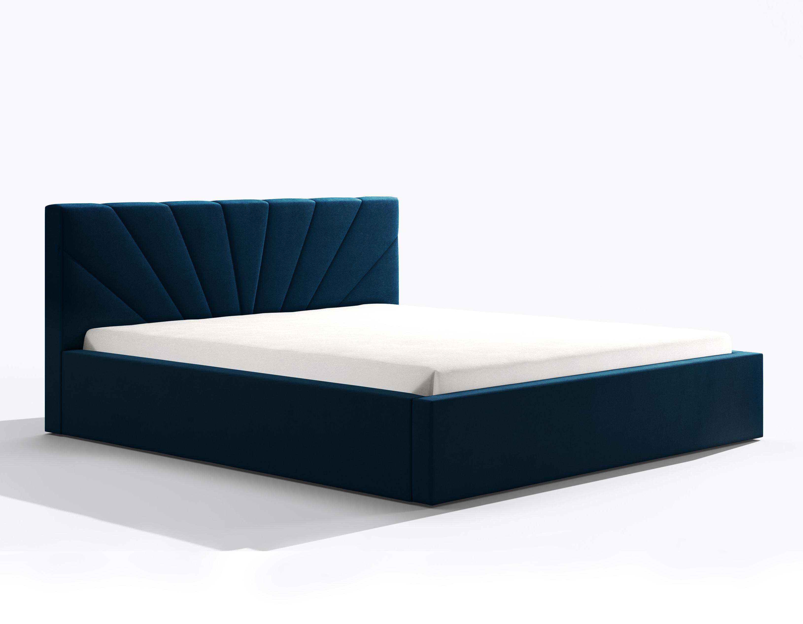 POLSTERBETT Larik 180/200 cm in Blau – mit Bettkasten und stilvollem Design - Blau/Schwarz, Holz/Holzwerkstoff (180/200cm) - AX Living