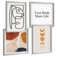 BILDER SET 4er Set - 50x50 cm & 40x60 cm Silberner Rahmen - Abstrakte Formen und Farben - Silberfarben, Kunststoff (50/50cm) - TULUP