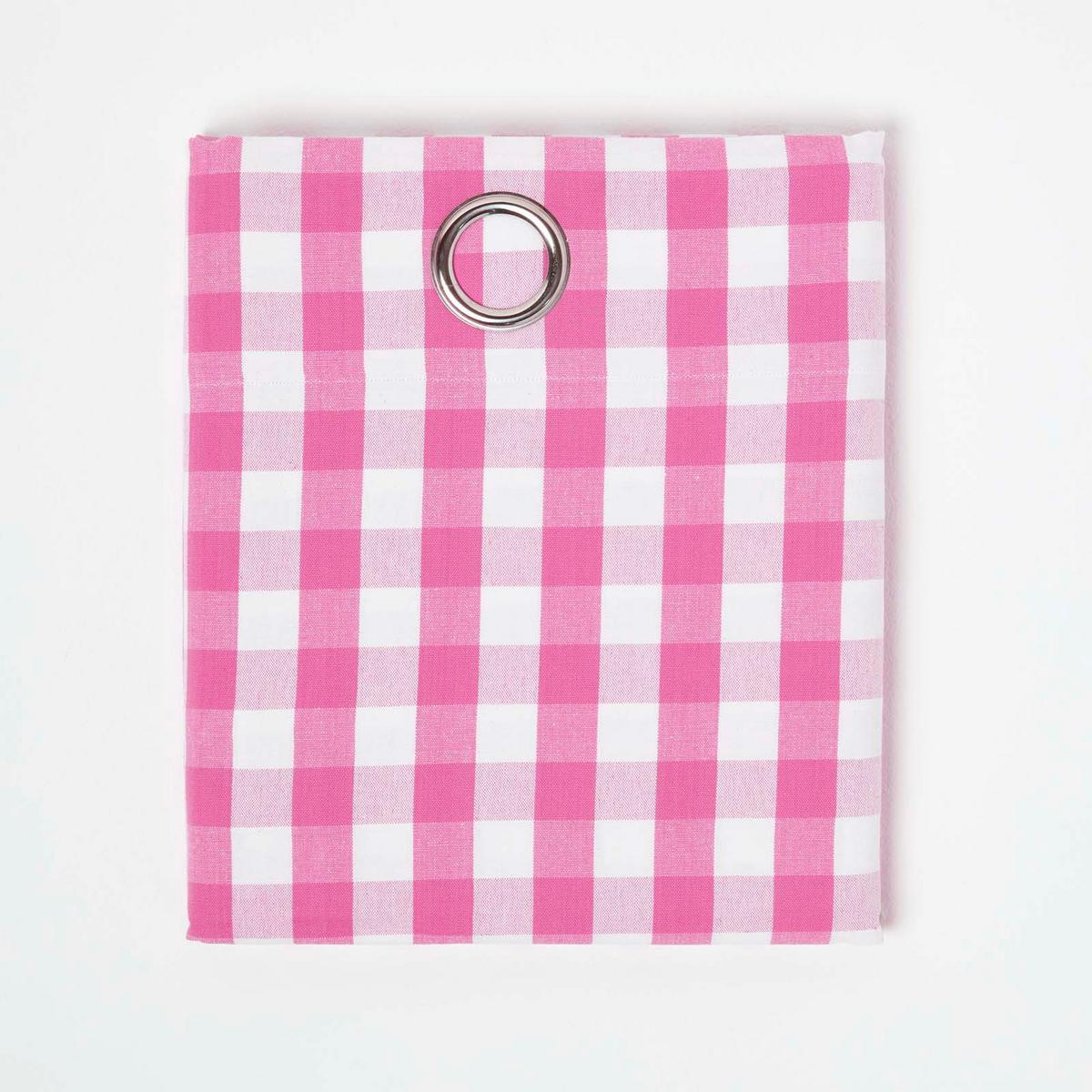 ÖSENVORHANG Karomuster blickdicht 2er-Set, 117/137 cm - Pink, Textil (117/137cm) - Homescapes