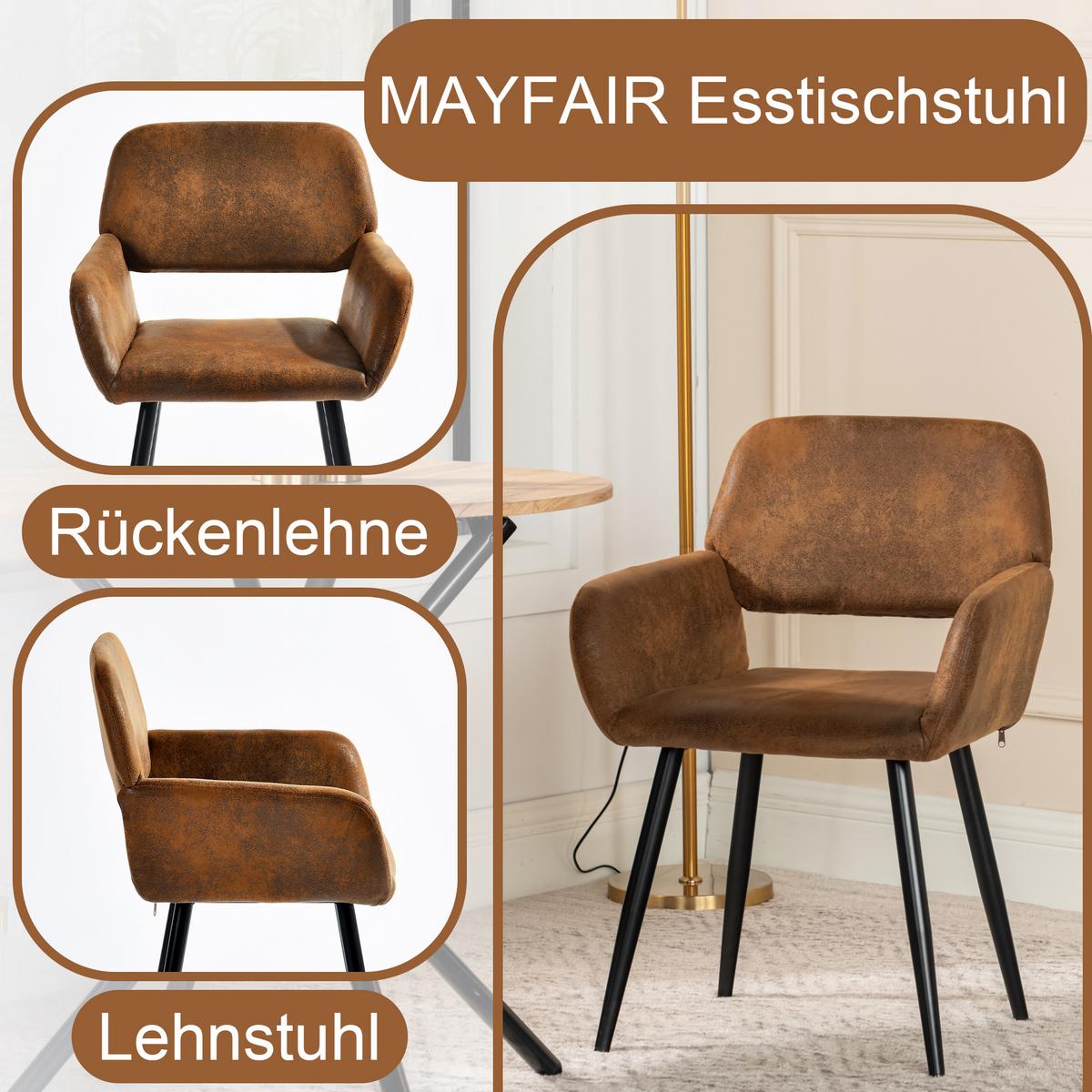 ARMLEHNSTUHL-SET 8 Stück braun - Braun, Holzwerkstoff/Textil (56/77/53cm) - Urban Meuble