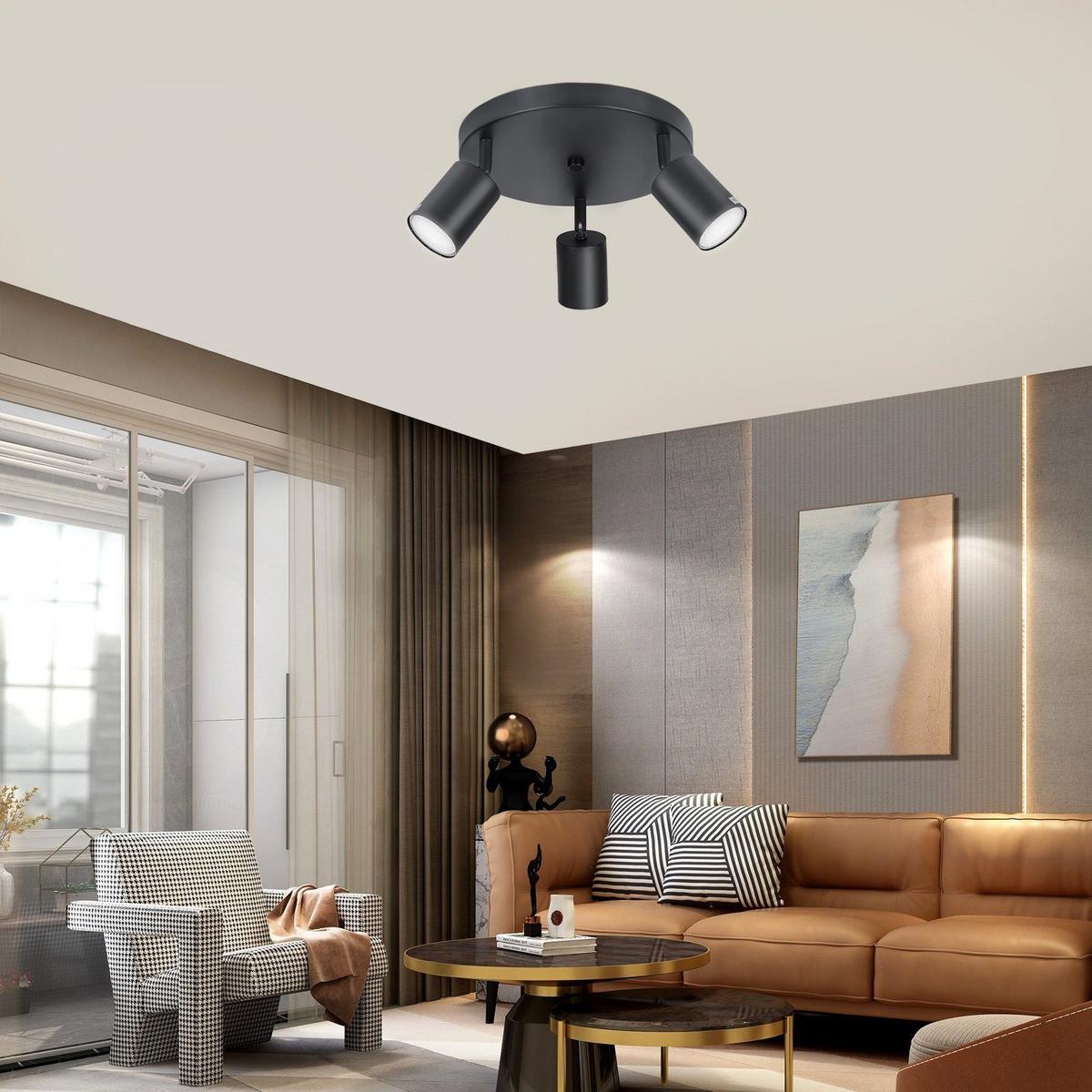 DECKENSTRAHLER Freiheit 3-flammig 24/24/14 cm - Schwarz, Metall (24/24/14cm) - Nettlife