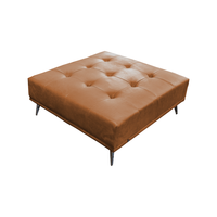 HOCKER WIOLO Braun Leder - Silberfarben/Braun, Leder/Metall (110/42/110cm) - KAWOLA