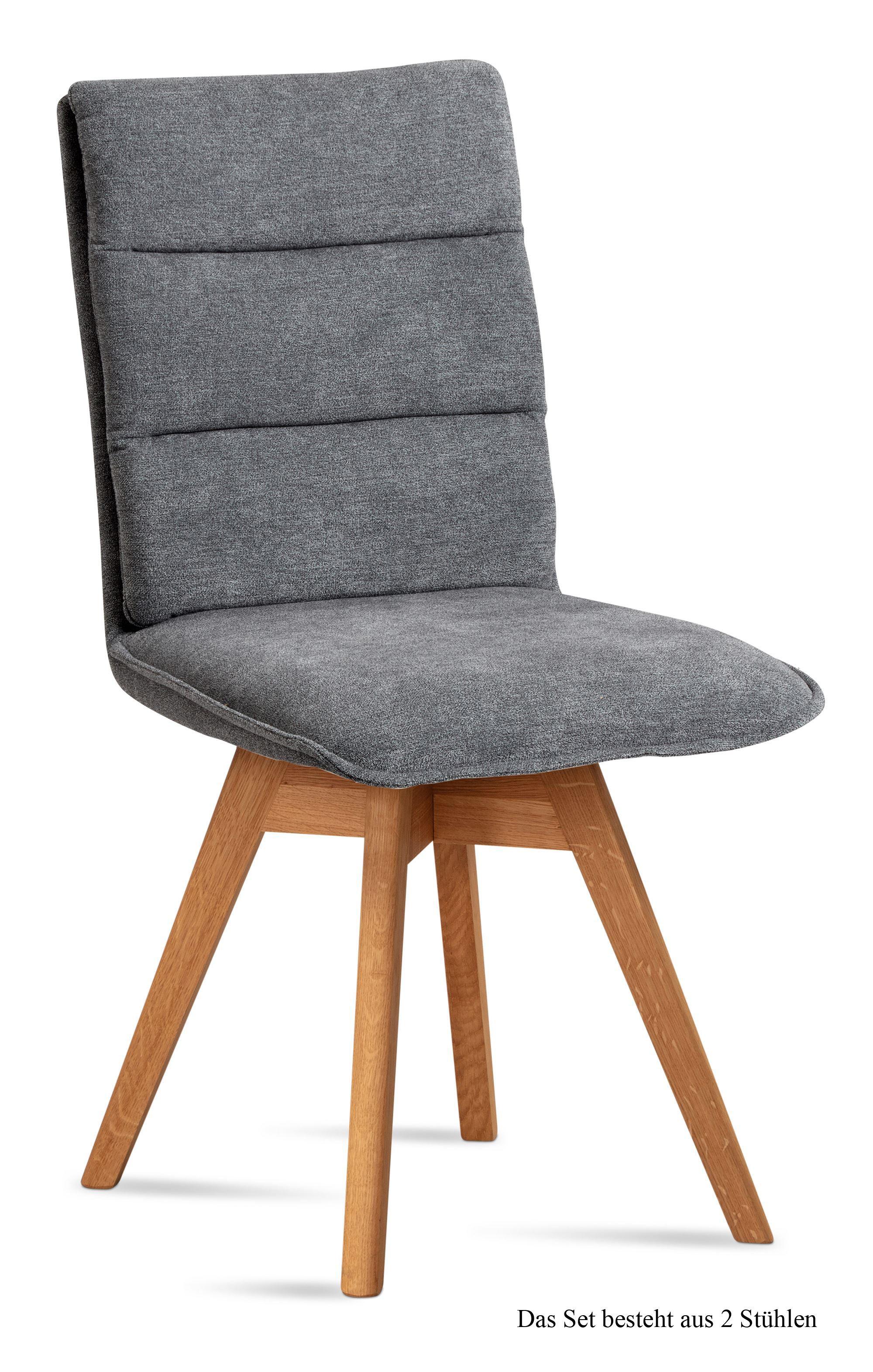 ESSZIMMERSTUHL drehbar (2er-Set) Dorle 47x92x60 Eiche geölt/Grau - Eichefarben/Grau, Kunststoff (60/92/47cm) - 58aufmkessel