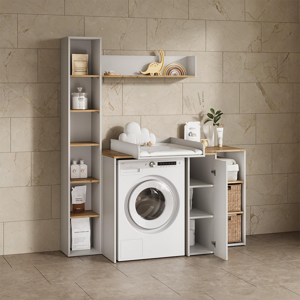 WANDREGAL Paolina Weiß/Artisan 93.4 x 20 cm - Weiß/Eiche Artisan, Holzwerkstoff (93.4/20/20cm) - Livinity®