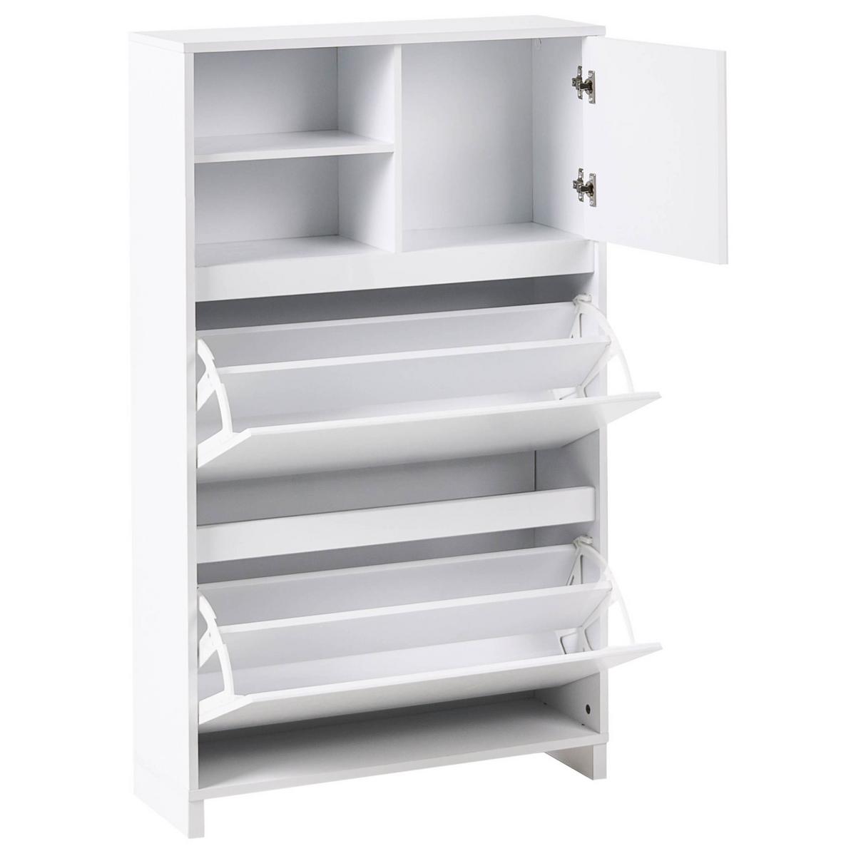 SCHUHSCHRANK Weiß Cobar - Weiß, Holzwerkstoff (70/118/24cm) - Beliani