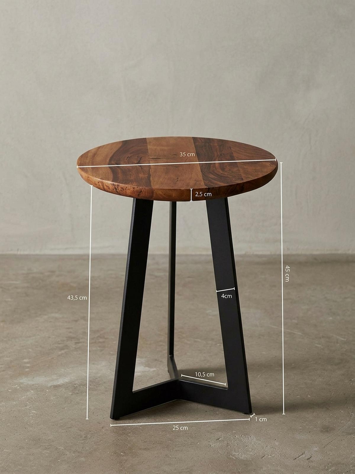 BEISTELLTISCH – Holz Metall Braun Schwarz 40x40 cm Industrial Maserung - Schwarz/Braun, Holz/Metall (35/35/45cm) - KADIMA DESIGN