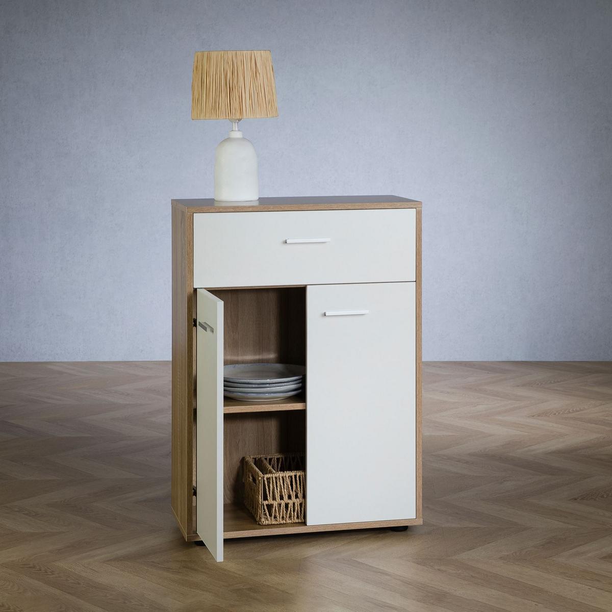 KOMMODE TOMMY Sonoma Eiche/weiß - Weiß/Sonoma Eiche, Holzwerkstoff (60/84/30cm) - CARO-Möbel