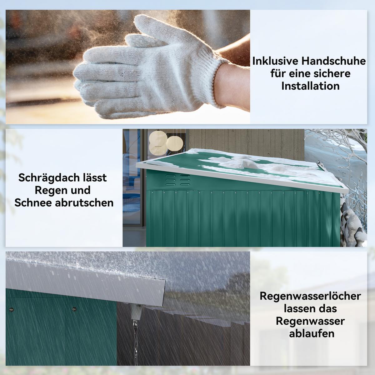 GARTENSCHUPPEN Verzinkter Stahl Grün - Grün, Metall (177/190/260cm) - Outsunny