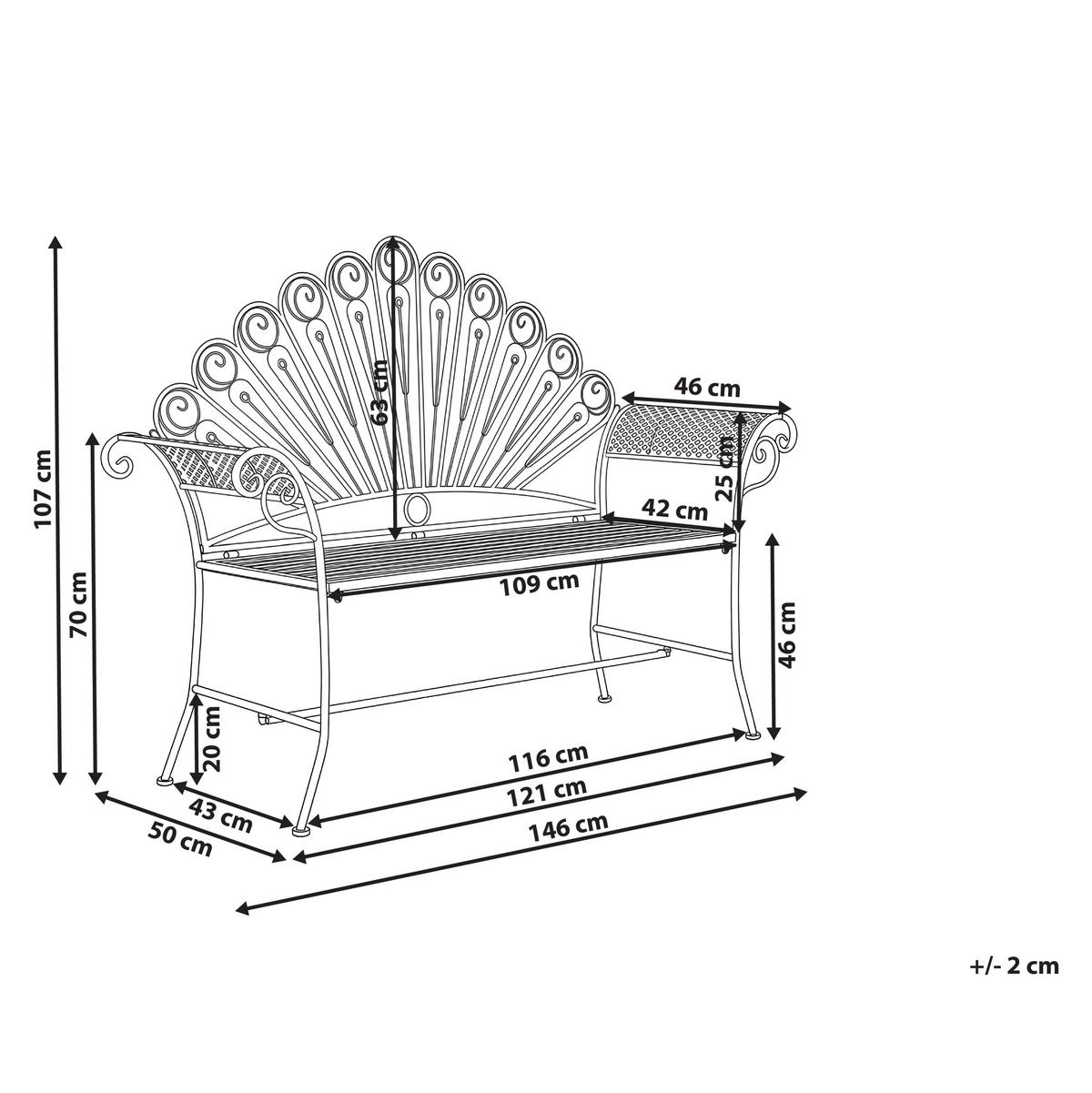 GARTENBANK 146 cm Metall Cremeweiß Pavia - Creme/Weiß, Metall (146/107/50cm) - Beliani
