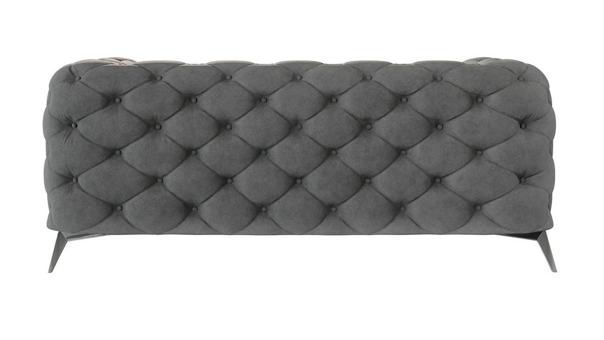 CHESTERFIELD-SOFA 2-Sitzer Laura Grau Samt - Silberfarben/Grau, Holz/Textil (185/75/100cm) - S-Style Möbel